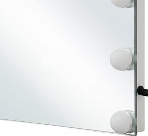 Specchio da toeletta da parete con LED Bianco 40 x 50 cm Tavolo da toeletta rettangolare illuminato con lampadine Hollywood Beliani