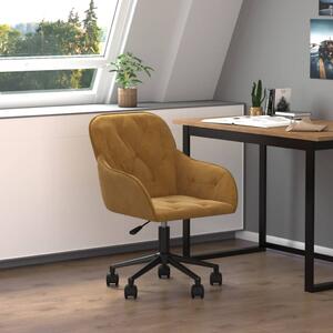 The Living Store Sedia da ufficio girevole in velluto marrone