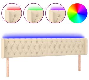 Testiera a LED Crema 183x16x78/88 cm in Tessuto