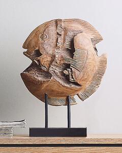 Figura decorativa Pesce Legno Chiaro Teak 41 x 31 cm Stile Rustico Beliani