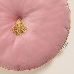 Elegante cuscino decorativo rotondo in velluto rosa