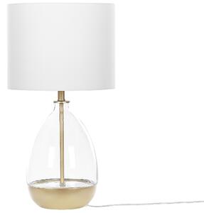 Lampada da tavolo bianca con base in vetro trasparente Paralume impero bianco da comodino con decorativo Beliani