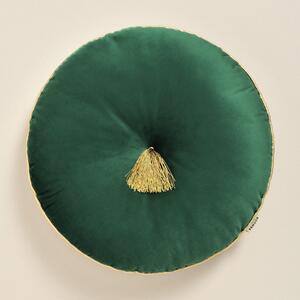 Cuscino decorativo rotondo in velluto verde chic