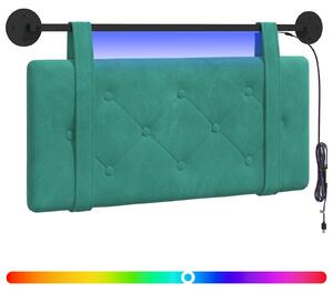 Testiera sospesa Con luce LED Turchese Velluto
