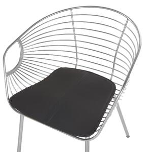 Set di 2 sedie da pranzo design in filo metallico argento ecopelle Nero cuscino del sedile Glam Industrial Modern Beliani