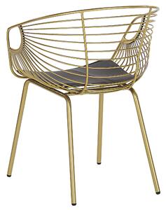 Set di 2 sedie da pranzo in filo metallico dorato design ecopelle Nero cuscino per sedile Glam Industrial Modern Beliani