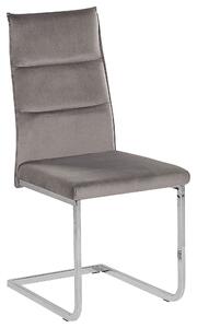 Set di 2 sedie da pranzo imbottite in velluto grigio gambe a sbalzo argento senza braccioli dal design moderno Beliani