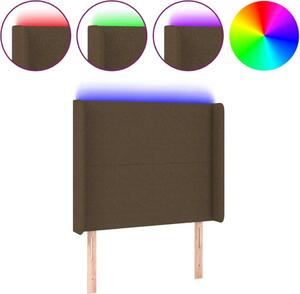 Testiera a LED Marrone Scuro 103x16x118/128 cm in Tessuto