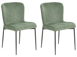 Set di 2 sedie da pranzo in tessuto poliestere con texture a maglia verde soggiorno e camera da letto Beliani