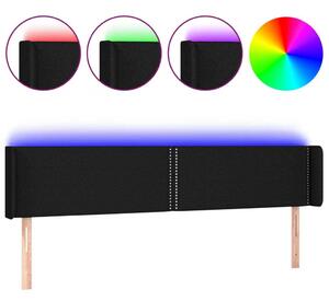 Testiera a LED Nera 203x16x78/88 cm in Tessuto