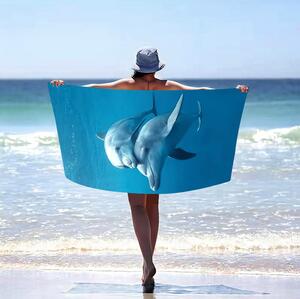 Telo mare blu con delfini Larghezza: 100 cm | Lunghezza: 180 cm