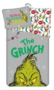 Set copripiumino e federa da bambini verde/grigio in cotone per letto singolo 200x140 cm Grinch – Jerry Fabrics