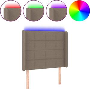Testiera a LED tortora 93x16x118/128 cm in Tessuto