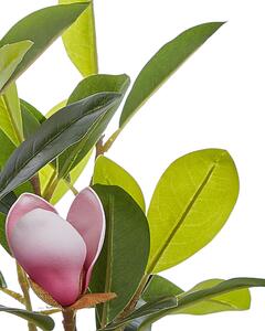 Magnolia artificiale in vaso in materiale sintetico verde e rosa 70 cm Accessorio decorativo per interni Beliani