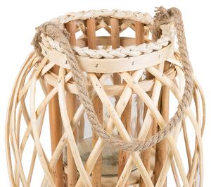 Lanterna in legno chiaro legno di salice e vetro 40 cm Portacandele per interni ed esterni Boho scandinavo Beliani