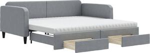 Divano Letto Estraibile Cassetti Grigio Chiaro 100x200 Tessuto
