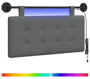 Testiera sospesa Con luce LED Grigio Scuro Tessuto