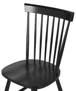 Set di 2 sedie da pranzo in legno di gomma Nero rustico vintage con schienale alto dipinto da soggiorno Beliani