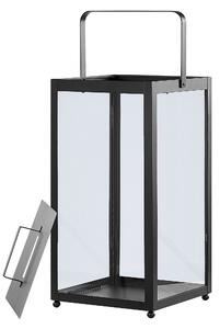 Lanterna in ferro Nero H 30 cm Colonna portacandele Manico Decorazione industriale minimalista pezzo Beliani