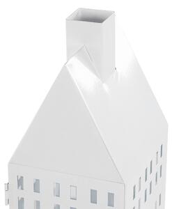 Lanterna in ferro bianco H 40 cm Portacandele a colonna a forma di casa Manico Decorazione minimalista classica pezzo Beliani