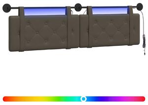 Testiera sospesa Con luce LED Grigio Pelle finta