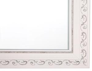 Specchio sospeso da parete bianco e argento 50 x 130 cm verticale soggiorno camera da letto comò finitura gesso Beliani