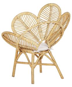 Sedia pavone poltrona in cotone rattan beige cuscino per sedile giardino esterno interno boho Beliani