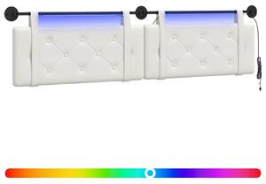 Testiera sospesa Con luce LED Bianco Pelle finta