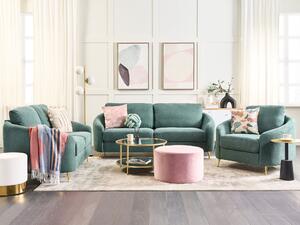 Divano 2 posti in tessuto verde con piedi dorati curve morbide stile glamour elegante soggiorno Beliani