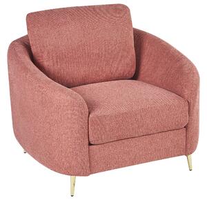 Set da salotto due divani e una poltrona in tessuto rosa 6 posti piedi dorati curve soffici soggiorno stile glamour elegante Beliani