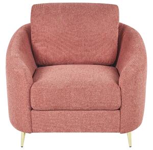 Set da salotto due divani e una poltrona in tessuto rosa 6 posti piedi dorati curve soffici soggiorno stile glamour elegante Beliani