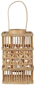Lanterna porta candela in bambù naturale 35 cm in stile boho per interni ed esterni Beliani