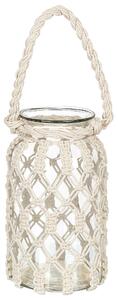 Lanterna in vetro per candela stile boho macramè barattolo di vetro decorazione per interni 28x18cm Beliani