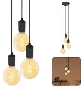 SSC-LUXon PARU lampada a sospensione a 3 luci in stile retrò-industriale con cavo tessile incl. lampade LED a filamento Globe XL E27