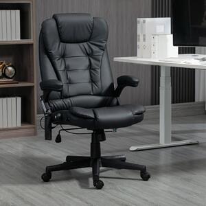 Sedia da ufficio Sweiko con funzione massaggio. Sedia ergonomica da ufficio per dirigenti con funzione riscaldante, funzione reclinabile, funzione oscillante, regolabile in altezza, girevole a 360°. Sedia da scrivania in ecopelle, colore nero