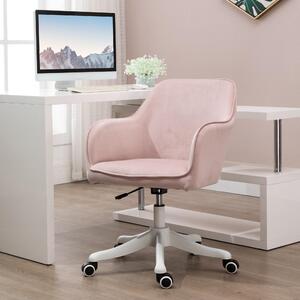 Sedia da ufficio Sweiko con funzione massaggio, sedia ergonomica per ufficio, regolabile in altezza, girevole a 360°, sedia da computer, aspetto velluto, rosa