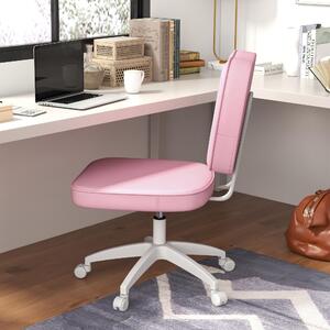 Sedia da ufficio Sweiko, senza braccioli, regolabile in altezza, girevole, portata massima 120 kg, rivestita in ecopelle, colore rosa