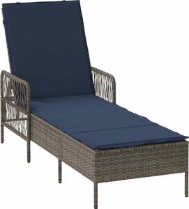 Lettino da sole Grigio e Blu Navy 200 x 55 x 92 cm polyrattan
