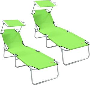 Lettino da sole 2 pcs Verde 58 x 188 x 77cm Poliestere