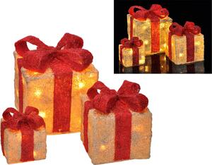 Scatole regalo HI LED con nastri rossi 3 pz