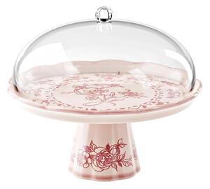 Alzata, Tortiera JOSEPHIN, Decoro delle Tavole del 700 Dimensioni � 30,4xh27,7cm, in plastica biologica inscatola serigrafata Rosa Polvere