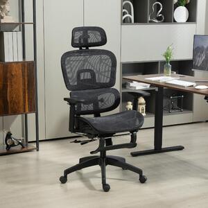 Sedia da ufficio Sweiko, sedia ergonomica per scrivania con rivestimento in rete, regolabile, con rotelle, dotata di braccioli e poggiatesta, colore nero