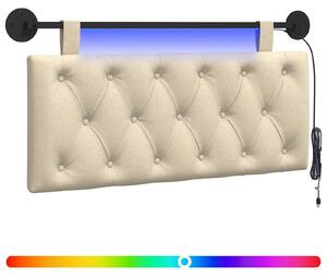 Testiera sospesa Con luce LED Crema Tessuto