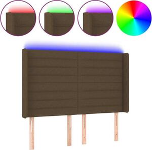 Testiera a LED MarroneScuro147x16x118/128cm inTessuto