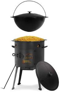 Ø36 Uchag con 10L Kazan Uchak Uchag 2mm bollitore in acciaio con coperchio in ghisa Kazan caminetto Campo cucina