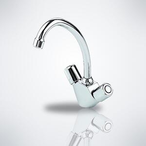 Rubinetto da cucina a due maniglie, con arco alto, per lavello, con portata di 197 mm, girevole a 360°, adatto per alta pressione