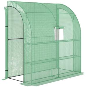 Outsunny Serra Addossata a 3 Livelli con Porte e Finestre Avvolgibili, in PE e Acciaio, 200x100x215 cm, Verde | Aosom Italy