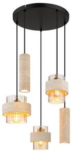 Lampada a sospensione DAREN, regolabile in altezza, realizzata in metallo e vetro, colore nero, diametro 47 cm