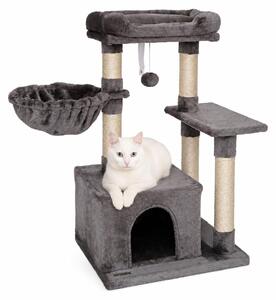 Tiragraffi compatto lionto 85 cm, albero per gatti salvaspazio con palla da gioco, tronco in sisal e superficie tiragraffi, grigio scuro