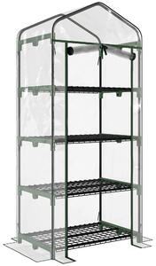 Outsunny Serra per Orto Verticale con Porta avvolgibile, 4 Ripiani e Copertura in PVC Trasparente, 70x50x160cm, Verde scuro | Aosom Italy